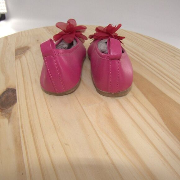 Solid Fuchsia Flats with Flower Toddler Size 5 - Picture 4 of 5